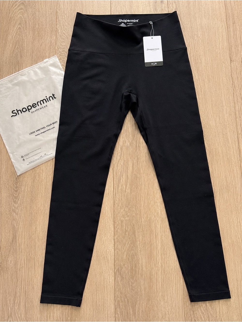Shapermint Black High Waisted Leggings Size M NWT Stretch Comfy